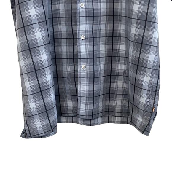 Quiksilver Mens Size Large Gray Black Plaid Button Up Shirt Short Sleeve - Picture 3 of 7